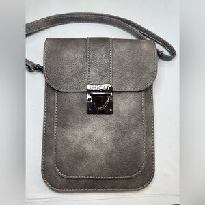 INICAT Crossbody Bag Gray Vegan Leather Purse Cell Phone Holder RFID Pocket